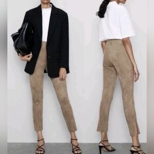 Zara Faux Suede Pants -(#1,403)